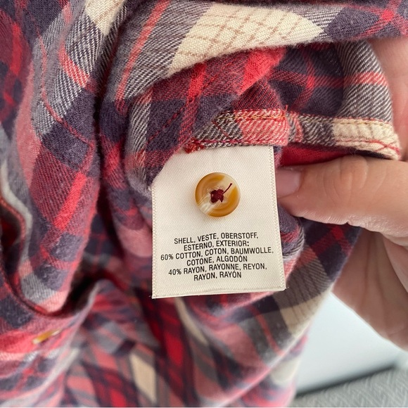Anthropologie Medford Plaid Flannel Button-Up Top Size 4 - Picture 6 of 9